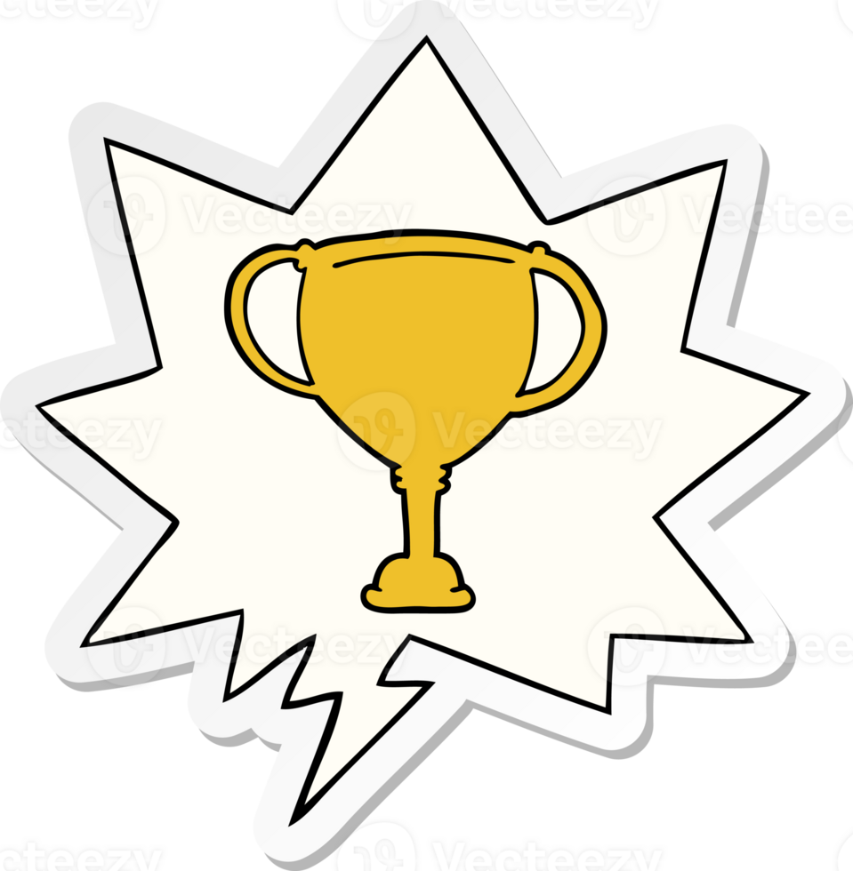 cartoon sports trophy and speech bubble sticker png