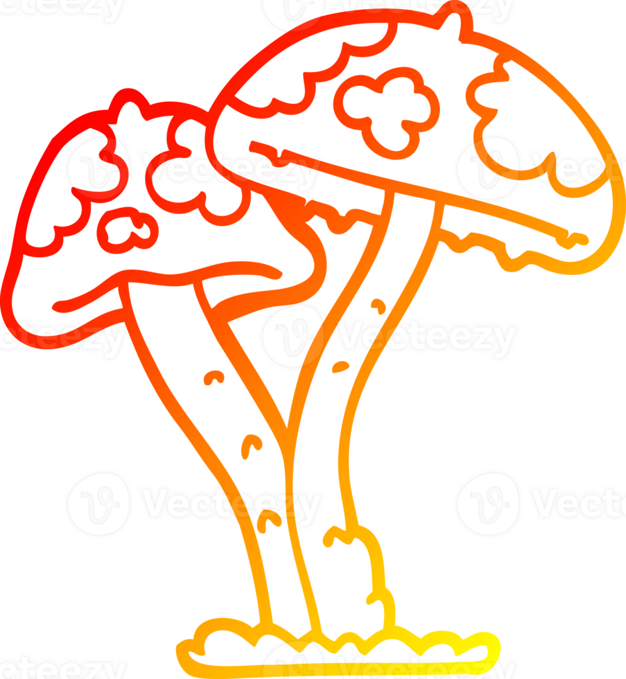 warm gradient line drawing cartoon mushroom png