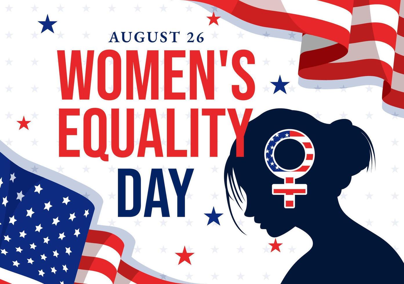 Illustration for Womens Equality Day in the United States on August 26 with featuring Women Rights History Month and the American Flag Background vector