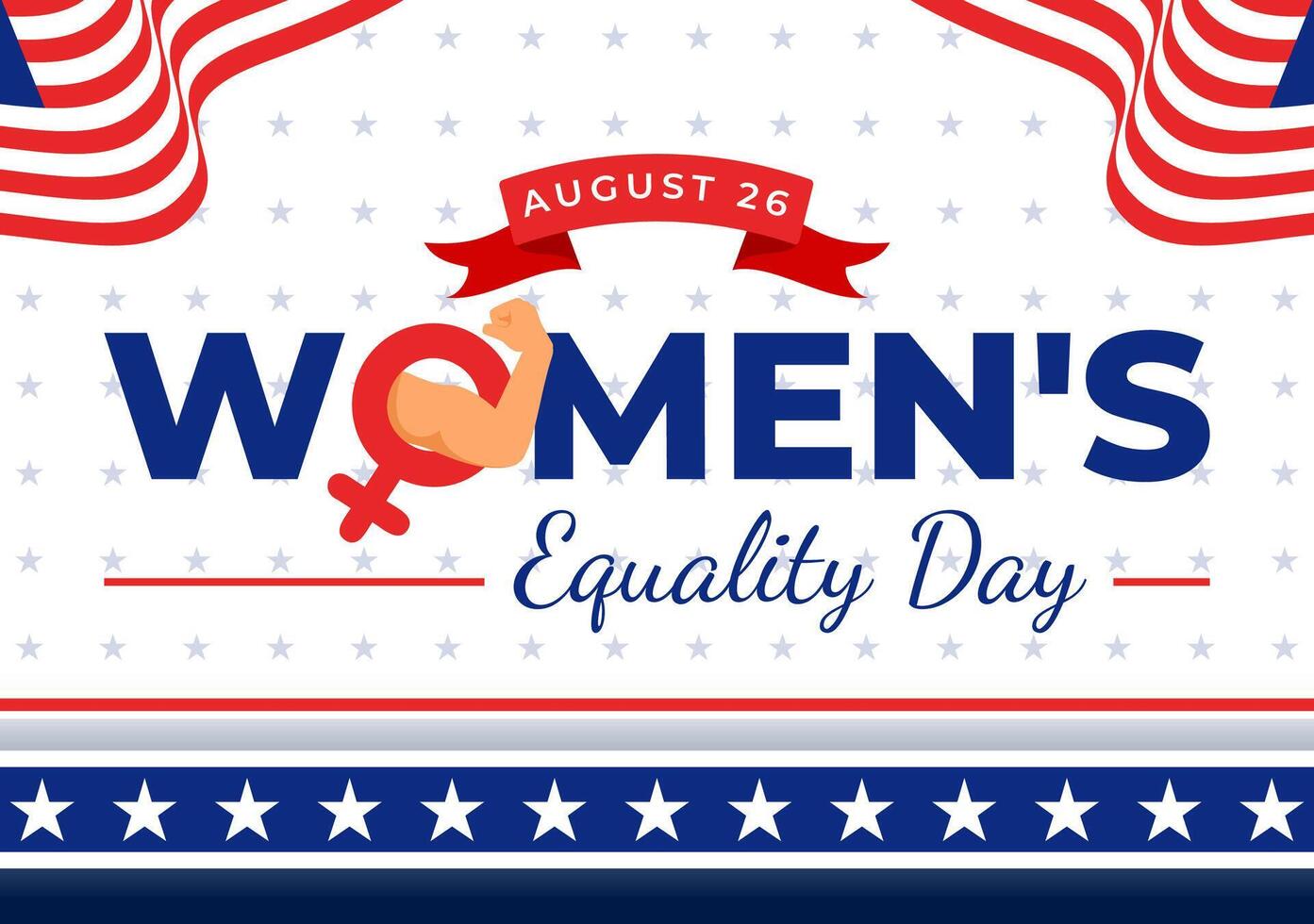 Illustration for Womens Equality Day in the United States on August 26 featuring Women Rights History Month and the American Flag Background vector