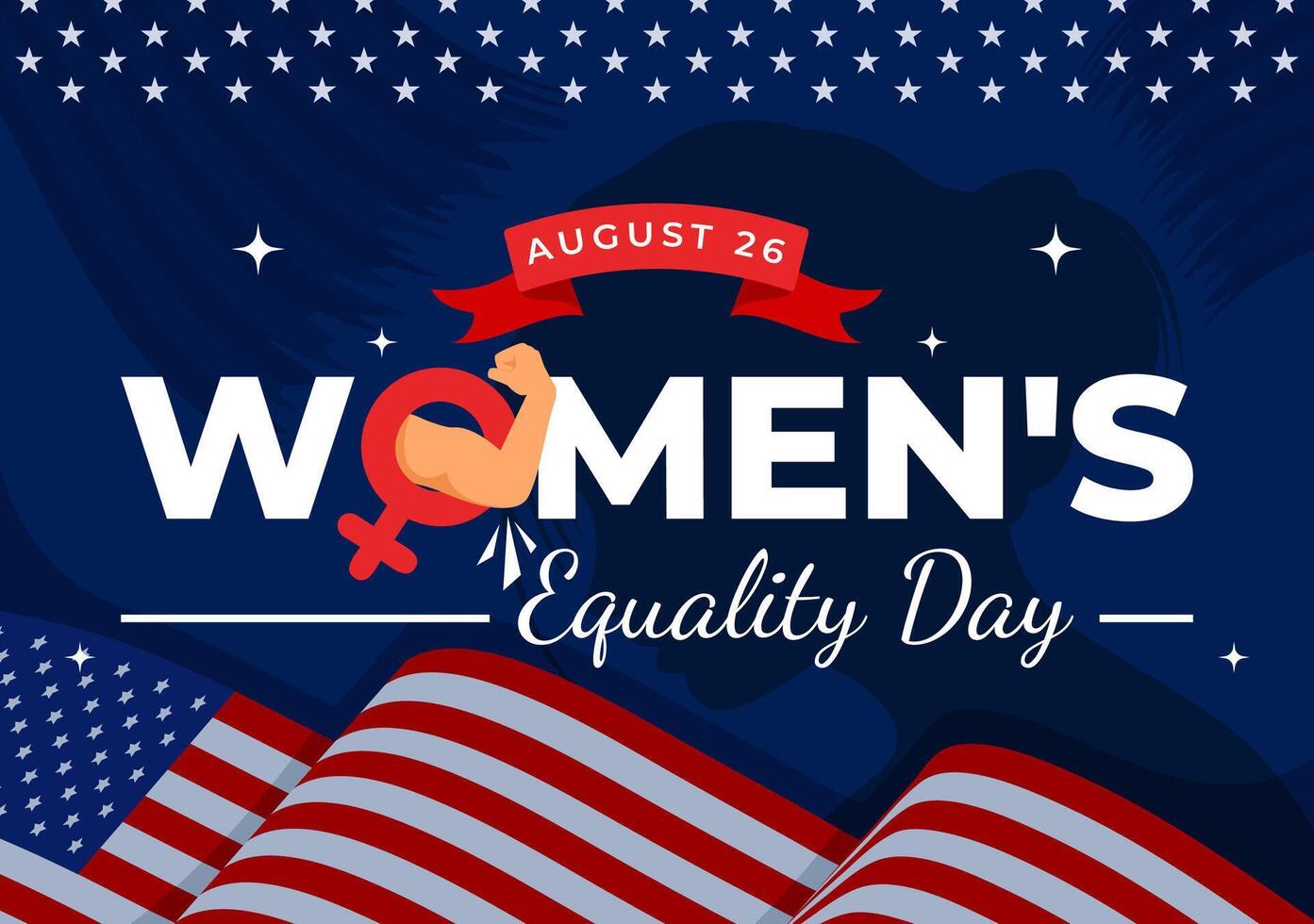 Illustration for Womens Equality Day in the United States on August 26 with featuring Women Rights History Month and the American Flag Background vector