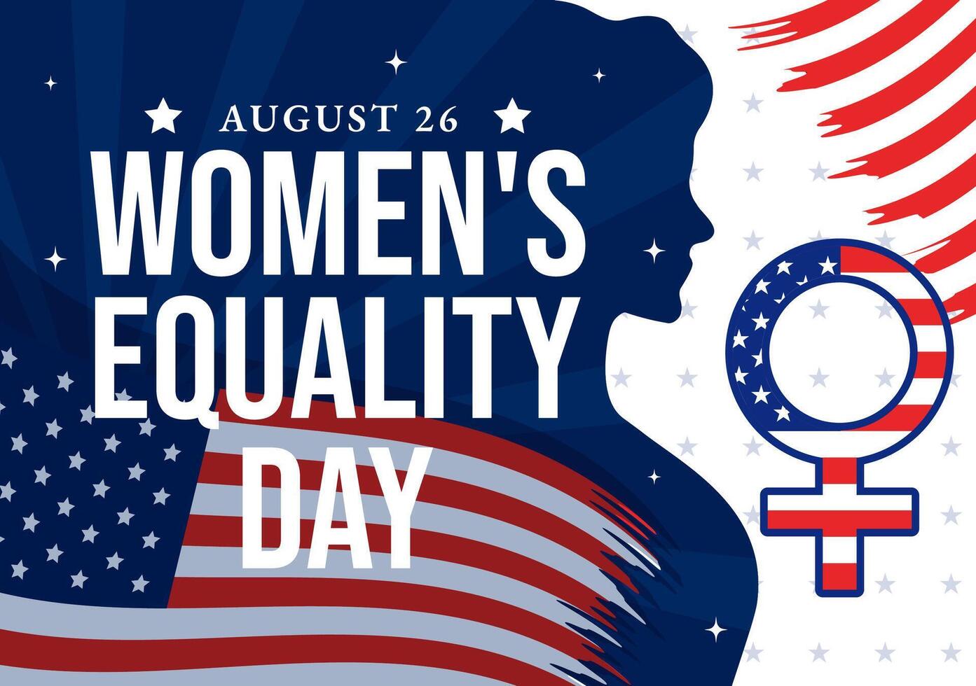 Illustration for Womens Equality Day in the United States on August 26 with featuring Women Rights History Month and the American Flag Background vector