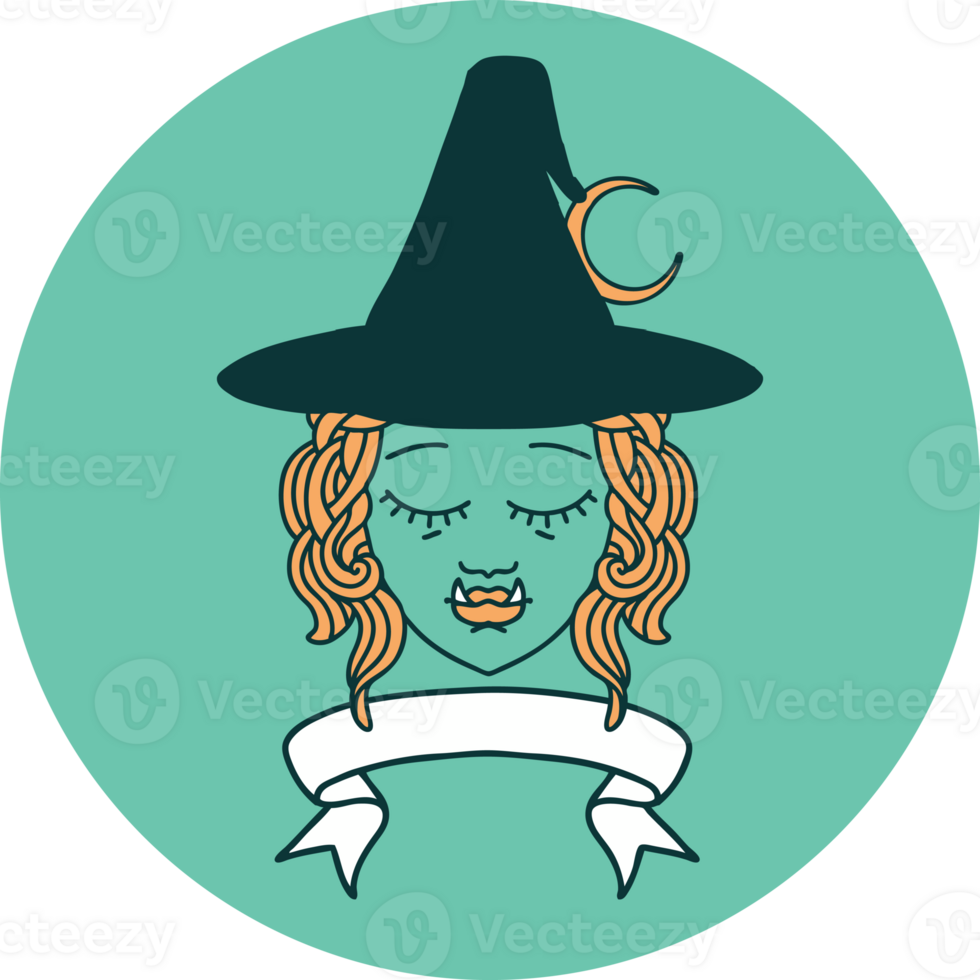 half orc witch character face with banner icon png