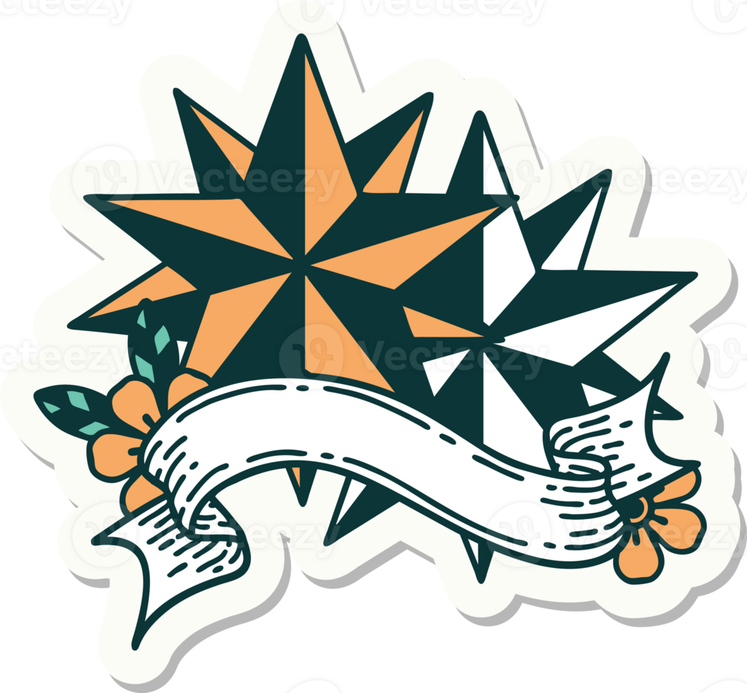 tattoo sticker with banner of stars png