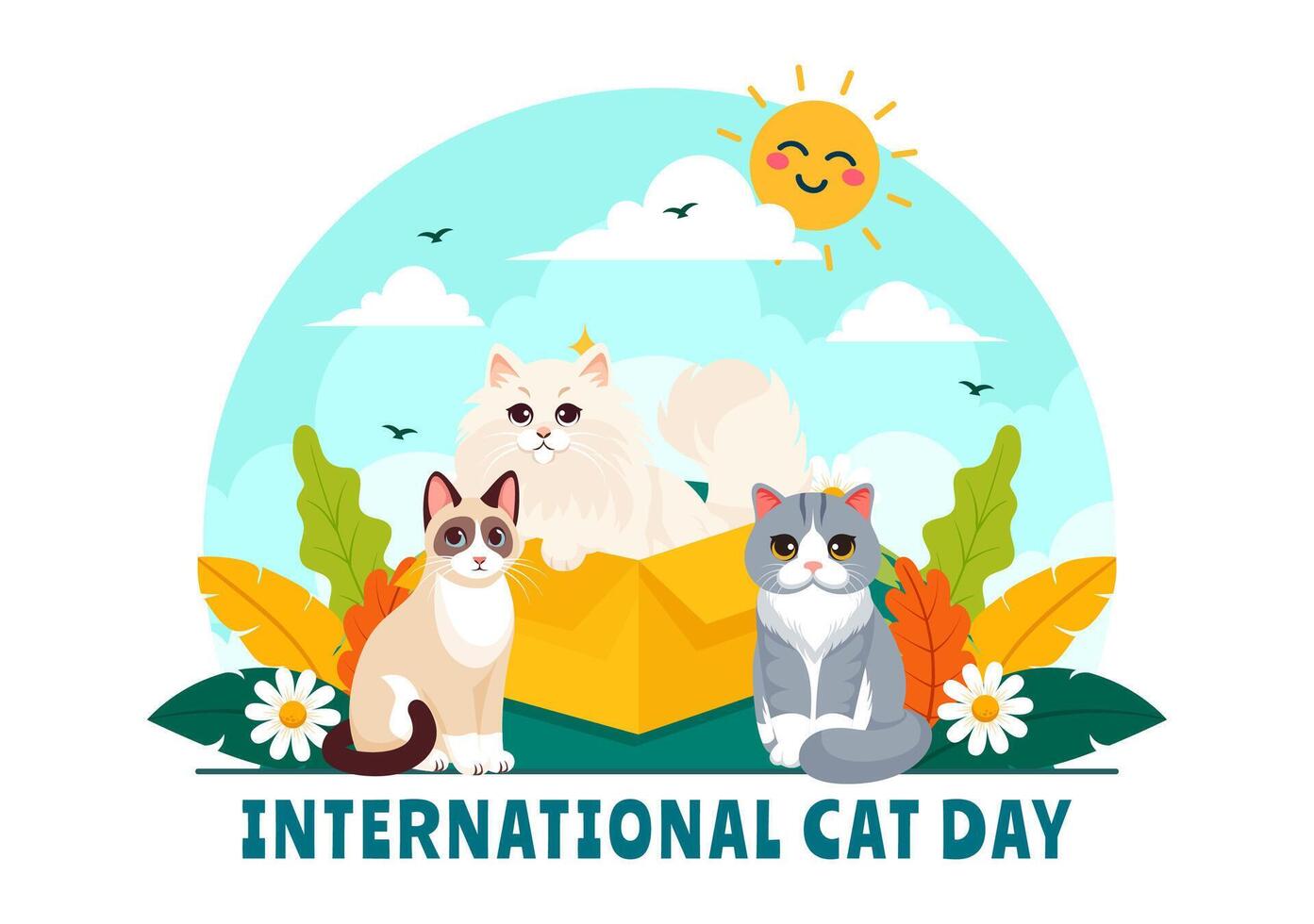 International Cat Day Illustration on August 8 with Cats Animals Love Celebration in Flat Cartoon Background Design vector