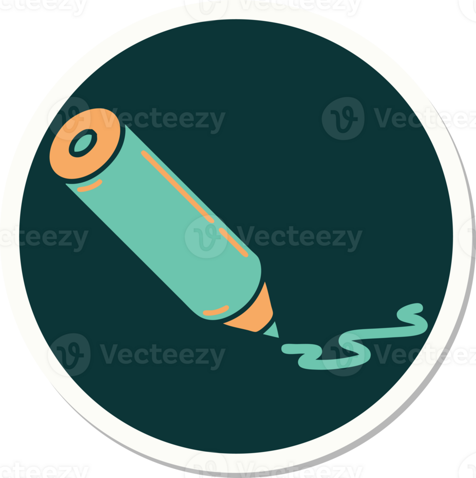 tattoo style sticker of a colouring pencil png