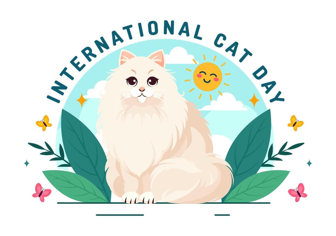 internacional gato día ilustración en agosto 8 con gatos animales amor celebracion en plano dibujos animados antecedentes diseño vector