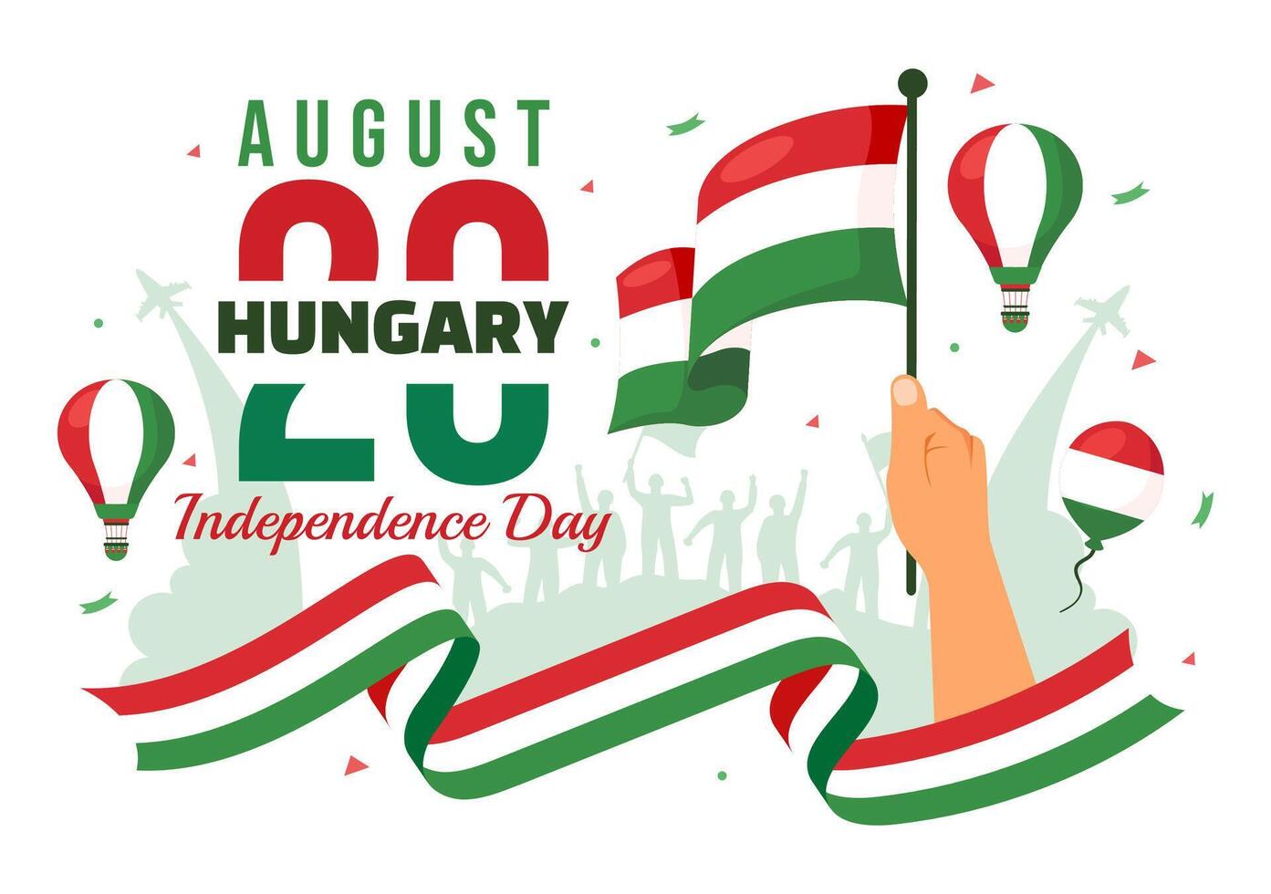 Happy Hungary Independence Day Illustration featuring the Hungarian Waving Flag Background for National Holiday Flat Style Cartoon Background vector