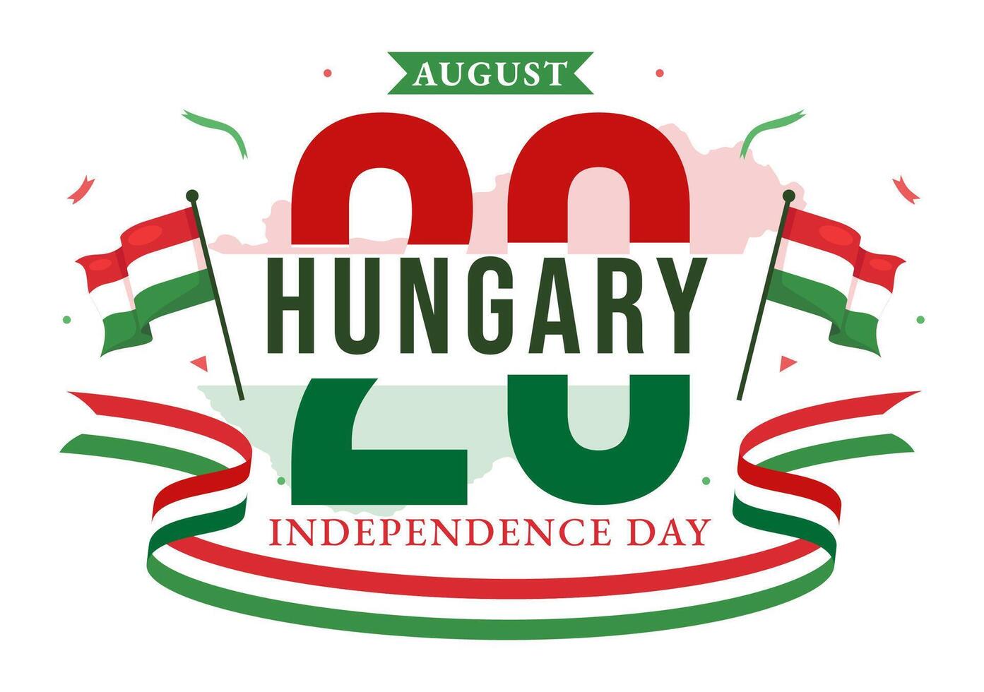 Happy Hungary Independence Day Illustration featuring the Hungarian Waving Flag Background for National Holiday Flat Style Cartoon Background vector