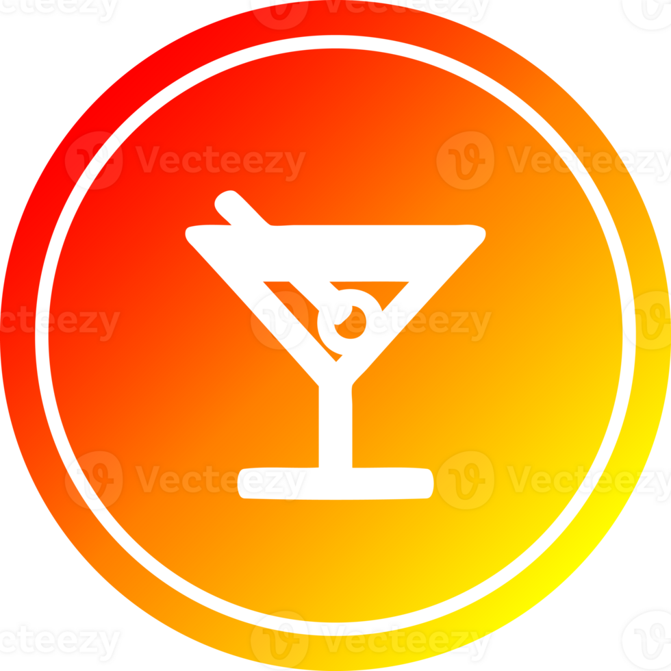 cocktail with olive circular in hot gradient spectrum png