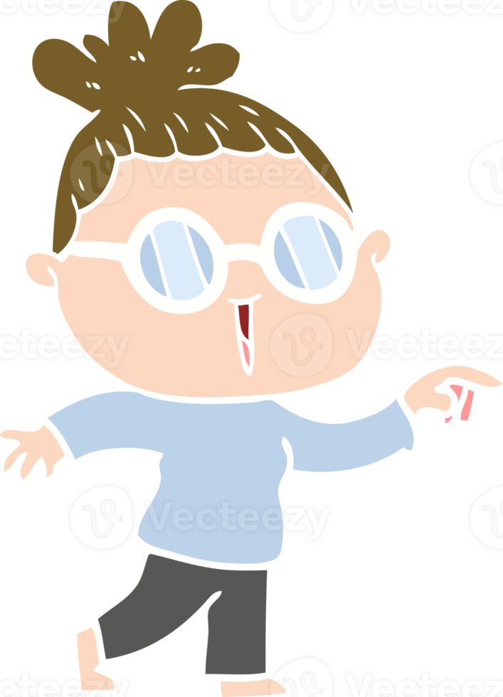flat color style cartoon woman wearing spectacles png
