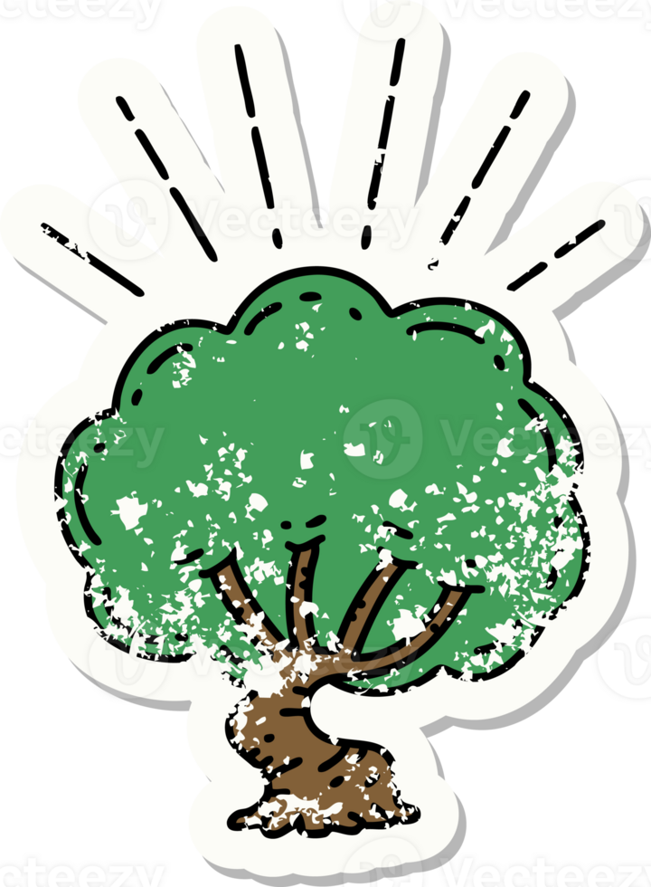 grunge sticker of tattoo style tree png