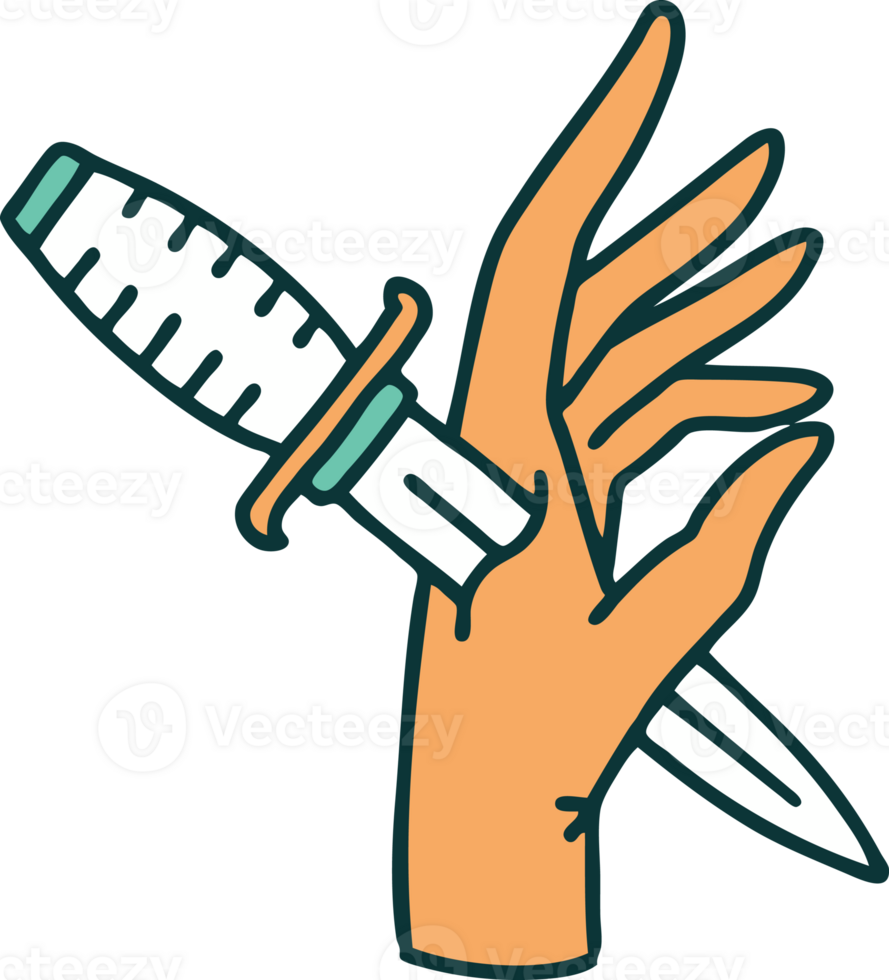 tattoo style icon of a dagger in the hand png