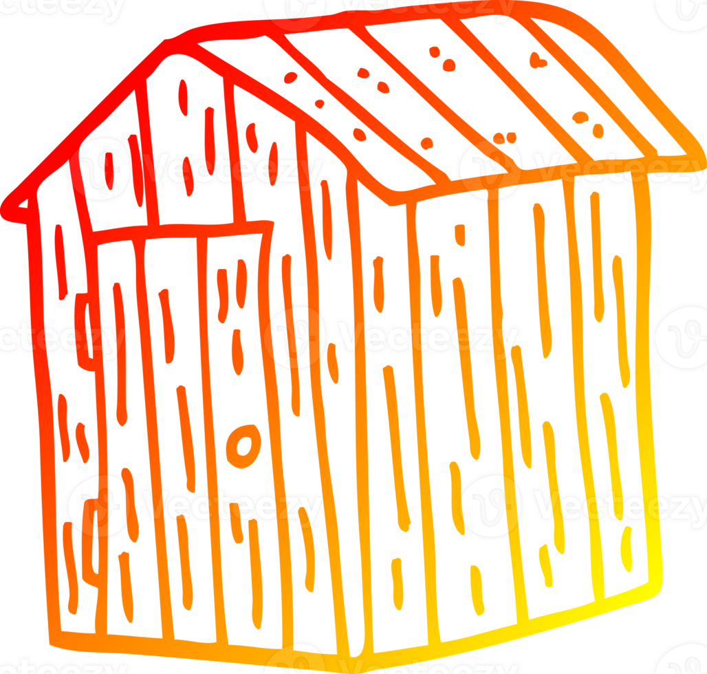 warm gradient line drawing cartoon wooden shed png