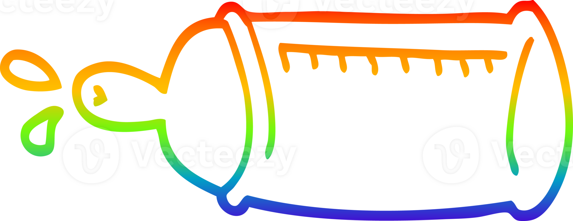 rainbow gradient line drawing cartoon baby bottle png