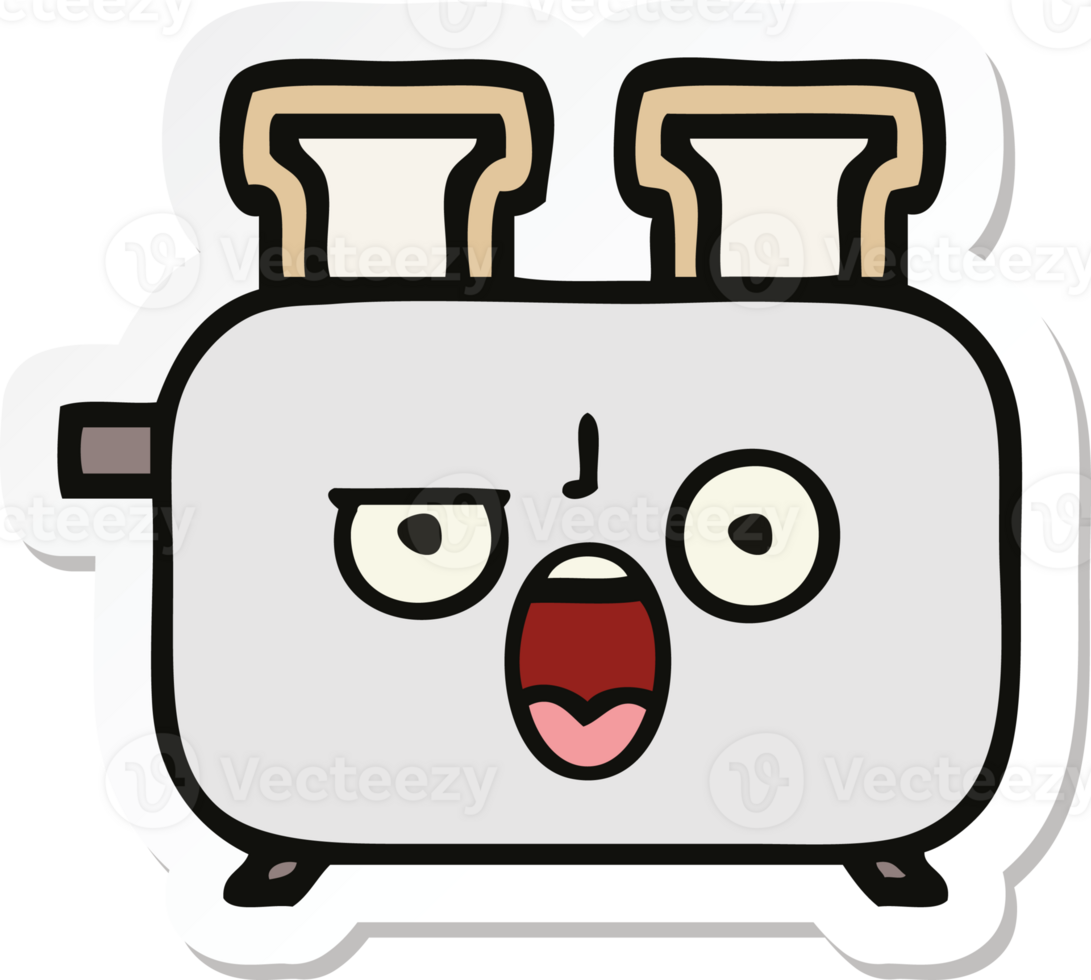 sticker of a cute cartoon of a toaster png