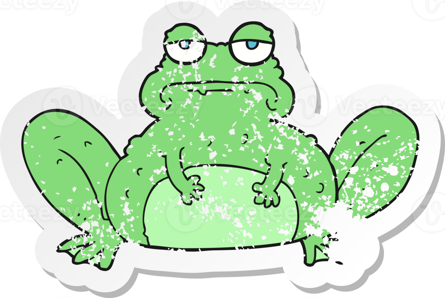 retro distressed sticker of a cartoon frog png