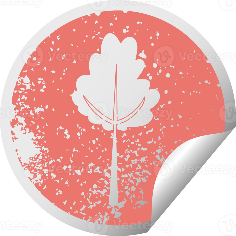 quirky distressed circular peeling sticker symbol tree png