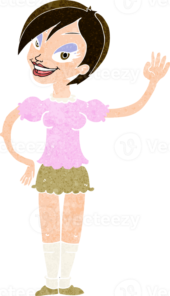 cartoon waving woman png