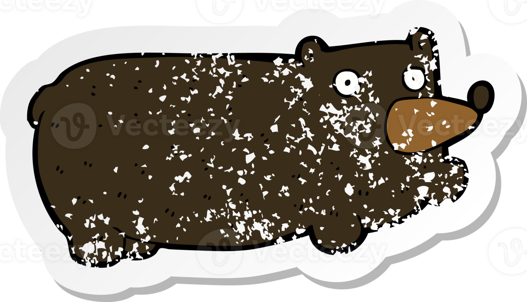 retro distressed sticker of a funny cartoon bear png
