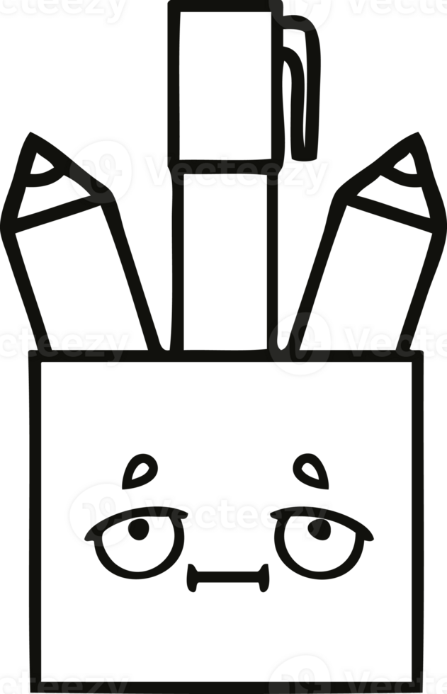 line drawing cartoon pencil pot png