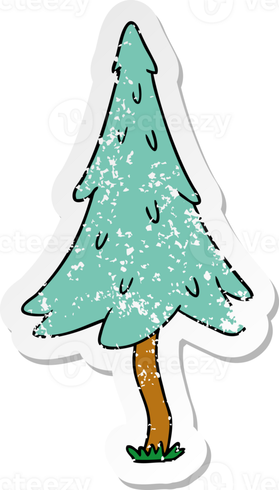 distressed sticker cartoon doodle of woodland pine trees png