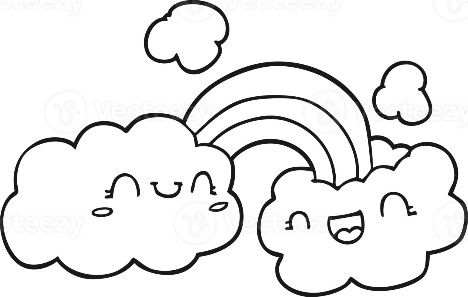 happy cartoon clouds and rainbow png