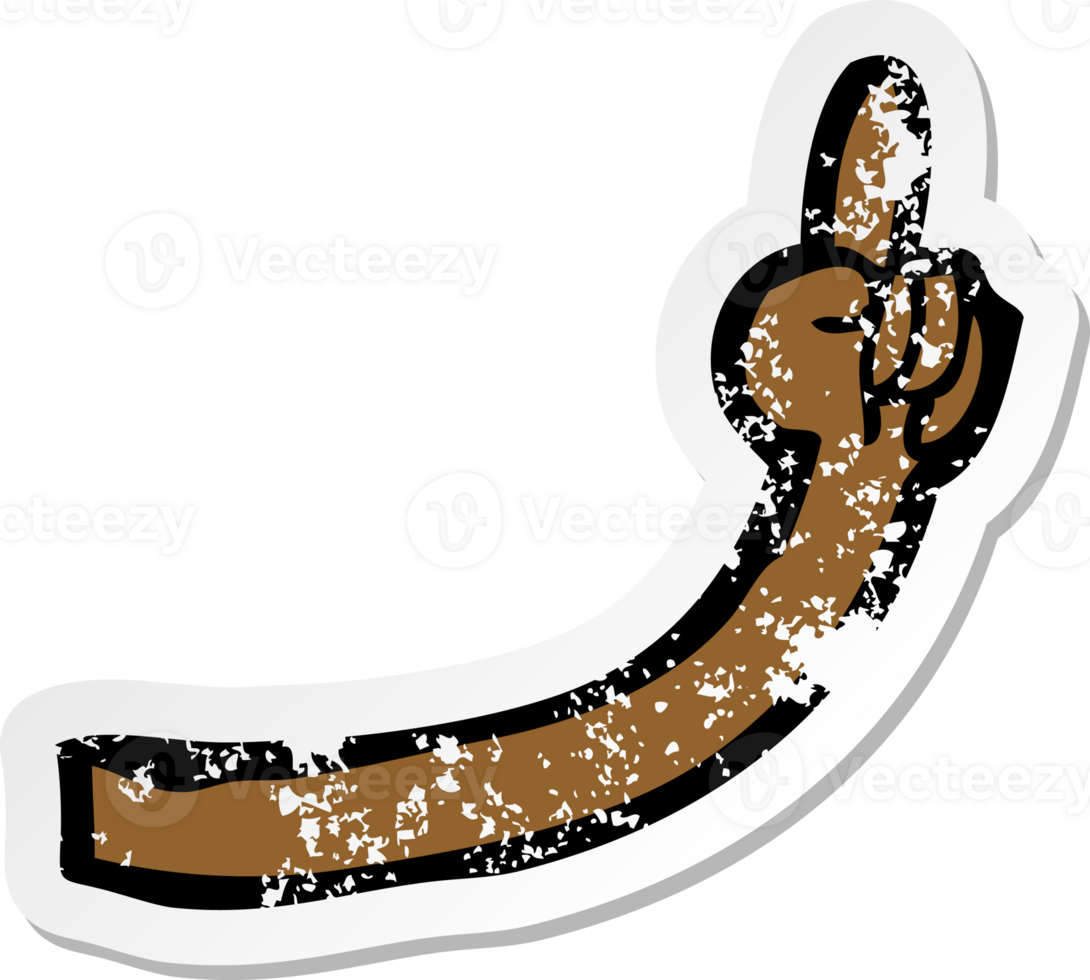 retro distressed sticker of a cartoon arm png