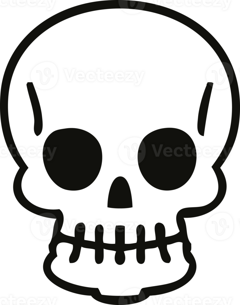quirky line drawing cartoon skull png