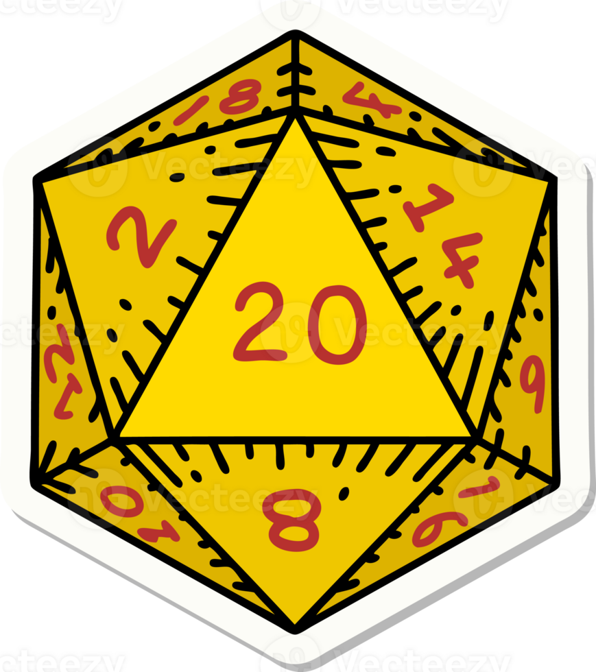 natural 20 D20 dice roll sticker png