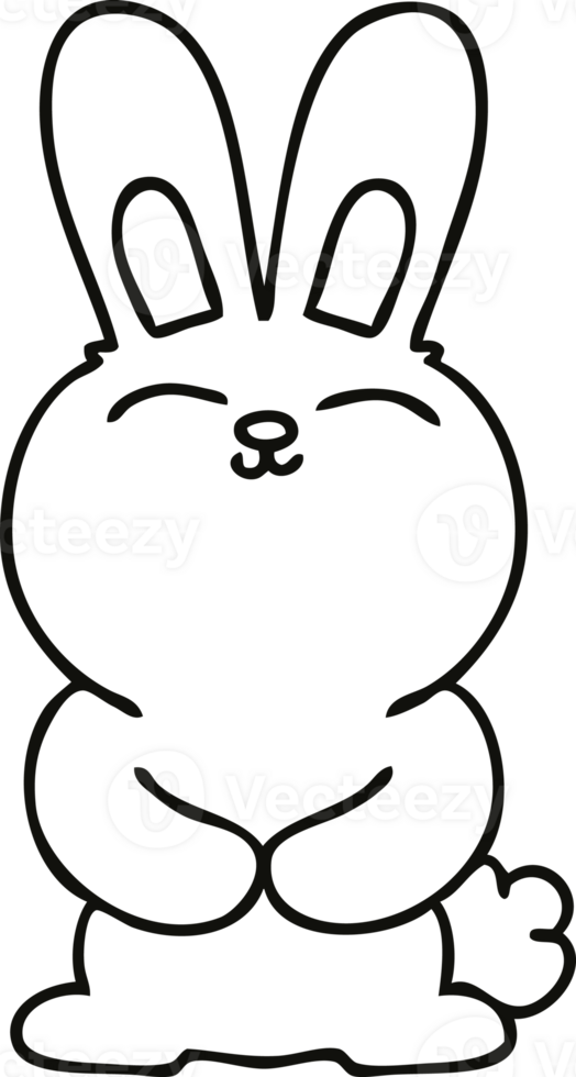 quirky line drawing cartoon rabbit png