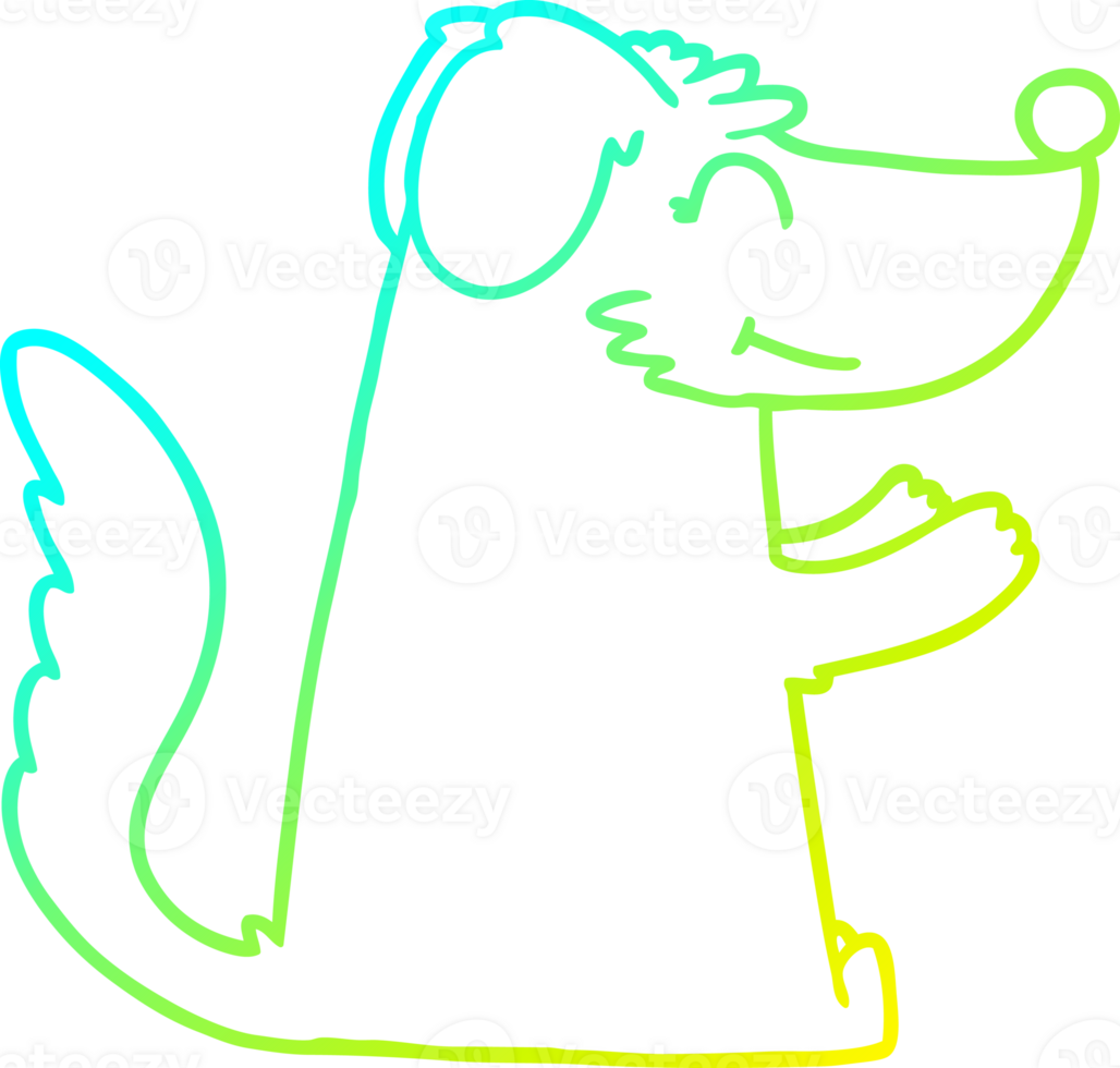 cold gradient line drawing happy cartoon dog png