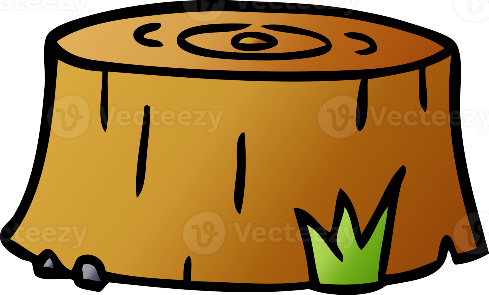 gradient cartoon doodle of a tree log png