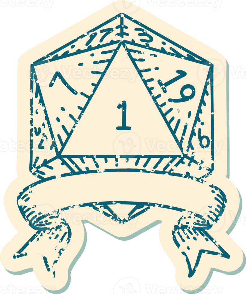 natural one d20 dice roll illustration png