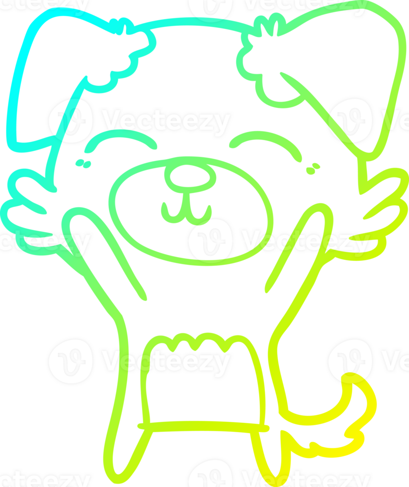 cold gradient line drawing cartoon dog png