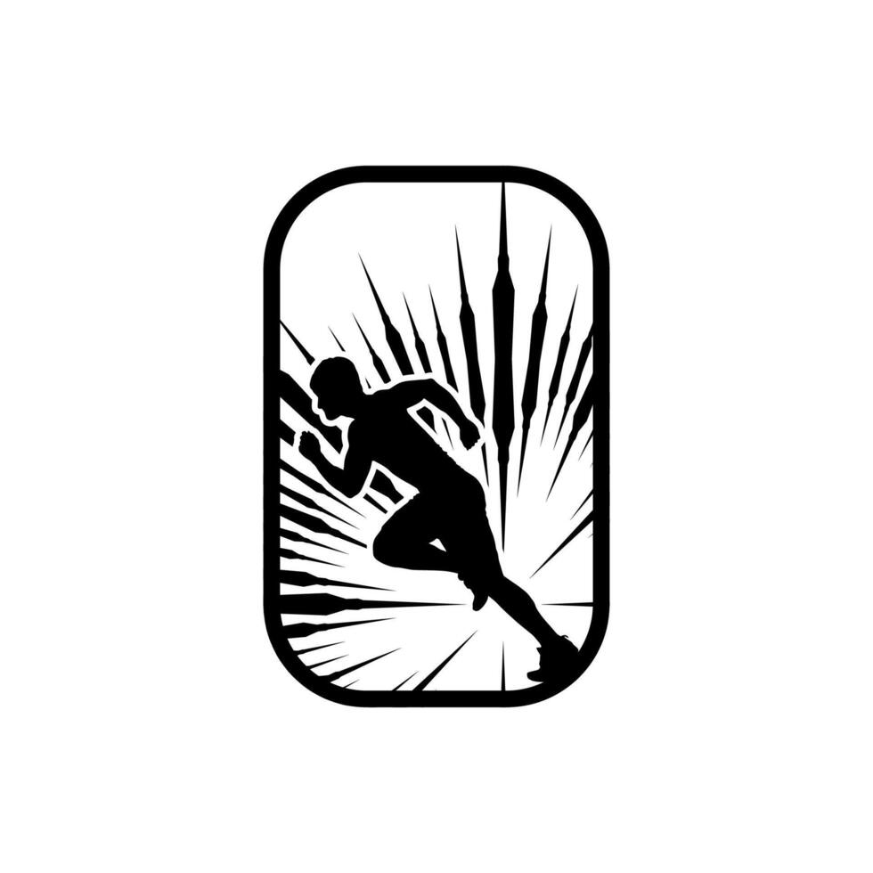 Runner frame art logo graphic illustration, sticker badge vector