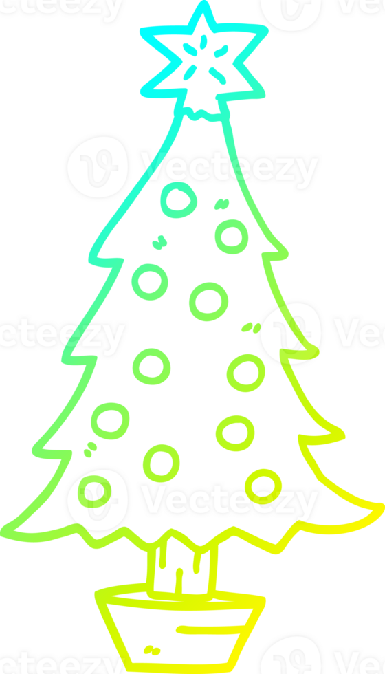 cold gradient line drawing cartoon christmas tree png