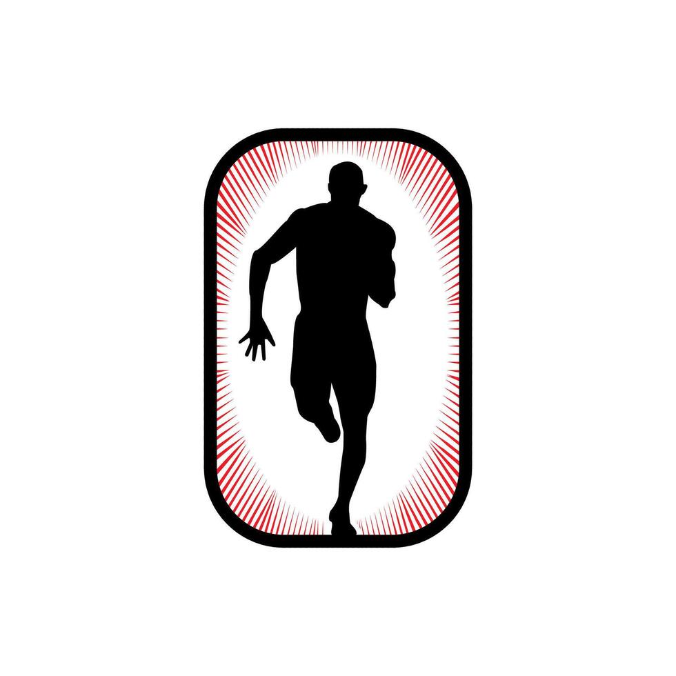 Runner frame art logo graphic illustration, sticker badge vector