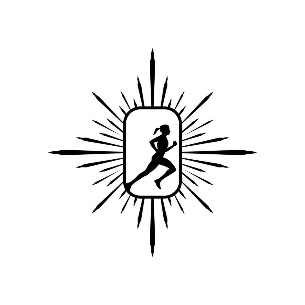 Runner frame art logo graphic illustration, sticker badge vector