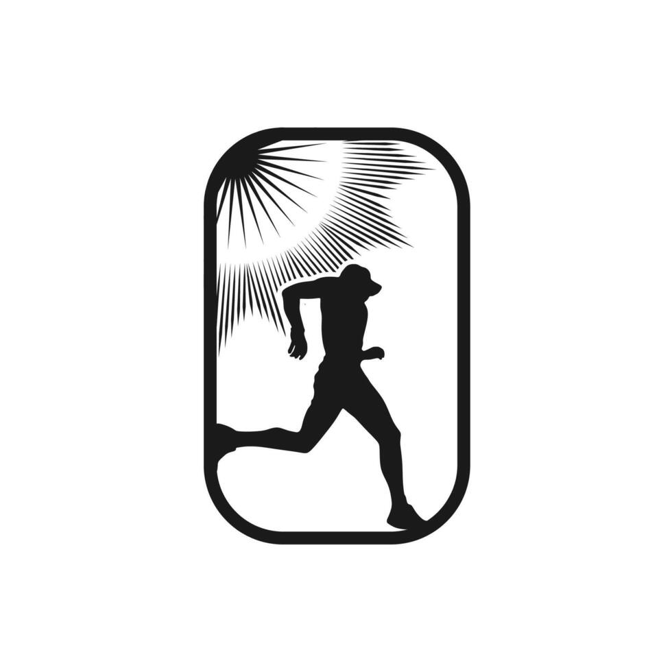 Runner frame art logo graphic illustration, sticker badge vector