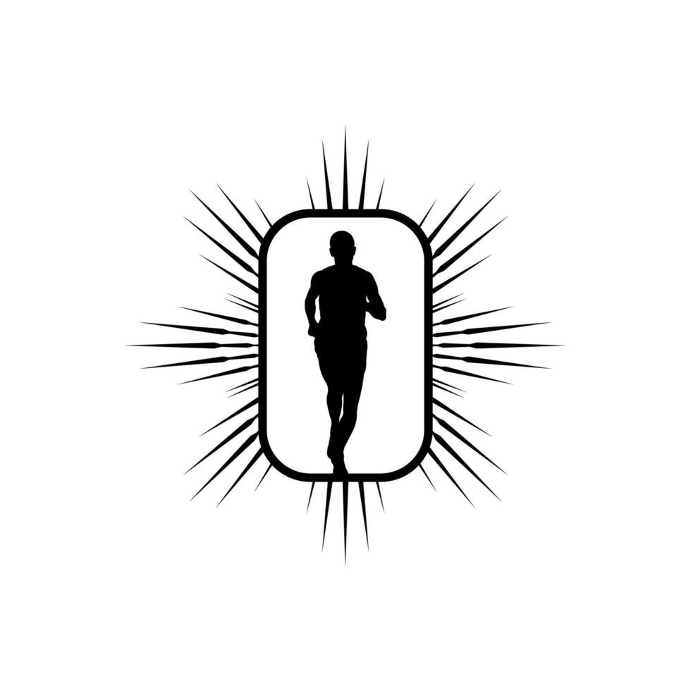 Runner frame art logo graphic illustration, sticker badge vector