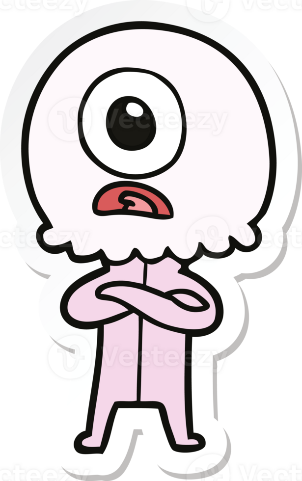 sticker of a cartoon cyclops alien spaceman png