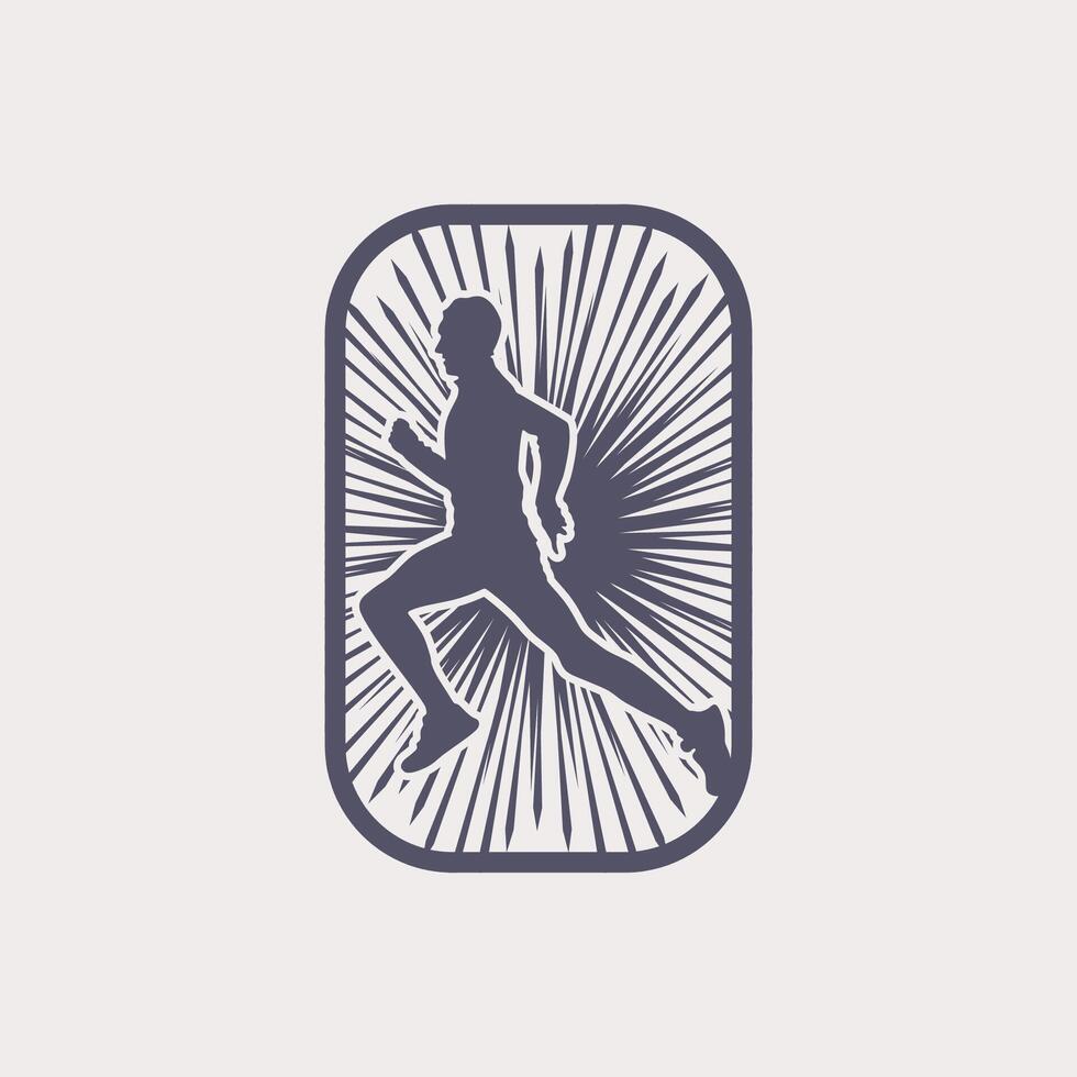 Runner frame art logo graphic illustration, sticker badge vector