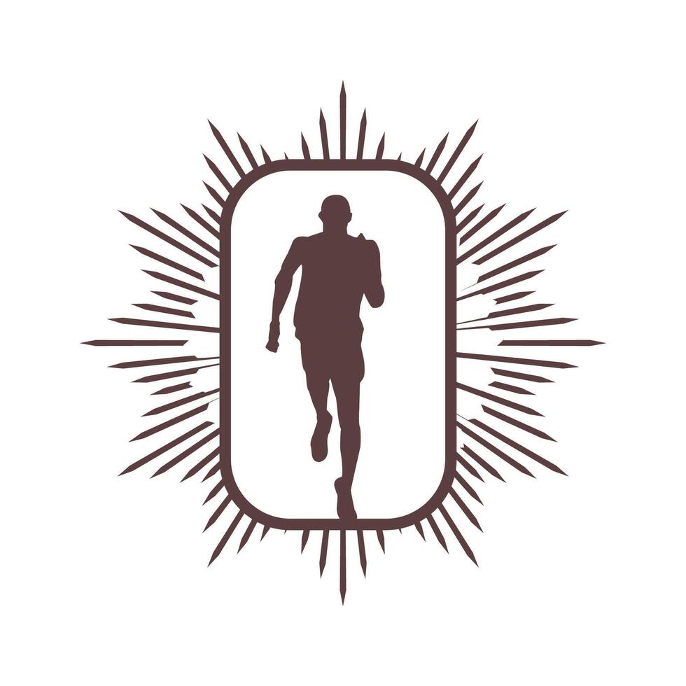 Runner frame art logo graphic illustration, sticker badge vector
