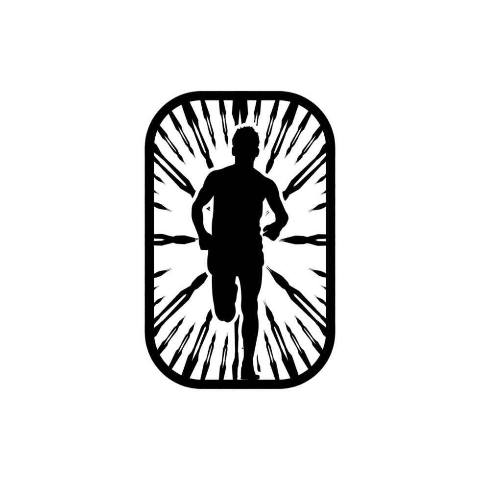 Runner frame art logo graphic illustration, sticker badge vector