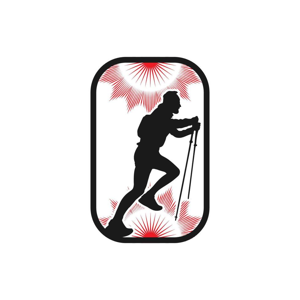 Runner frame art logo graphic illustration, sticker badge vector