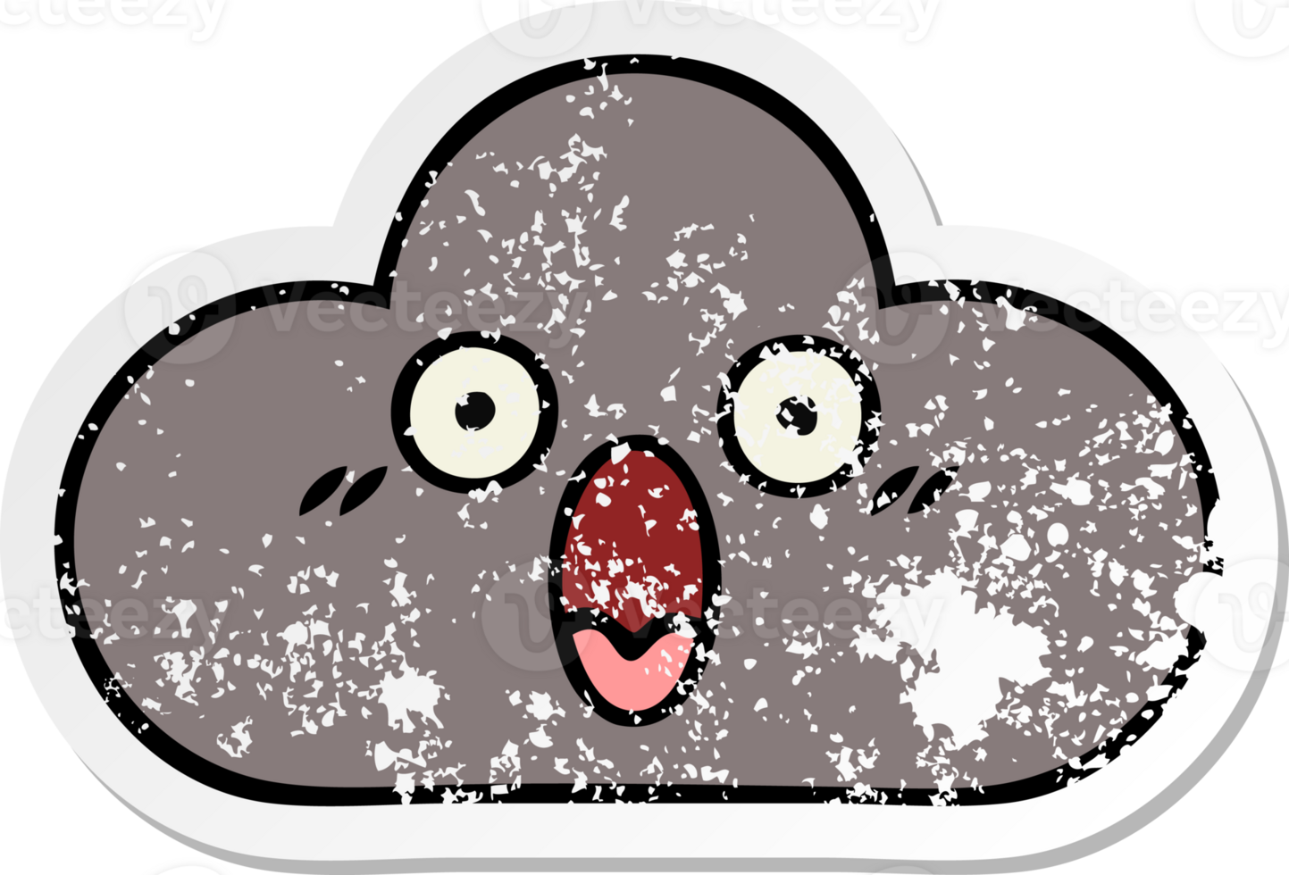 distressed sticker of a cute cartoon storm cloud png