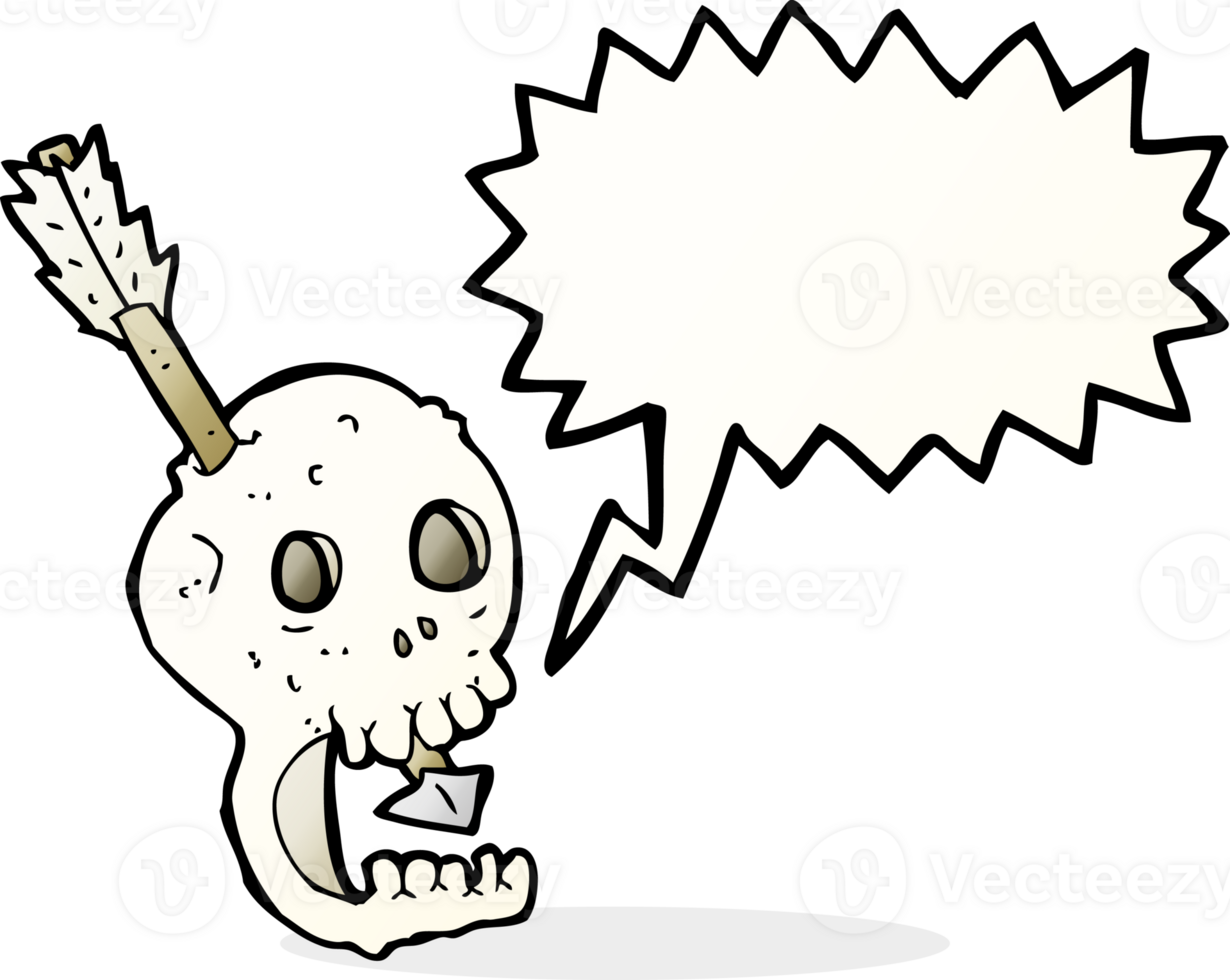 funny cartoon skull and arrow with speech bubble png