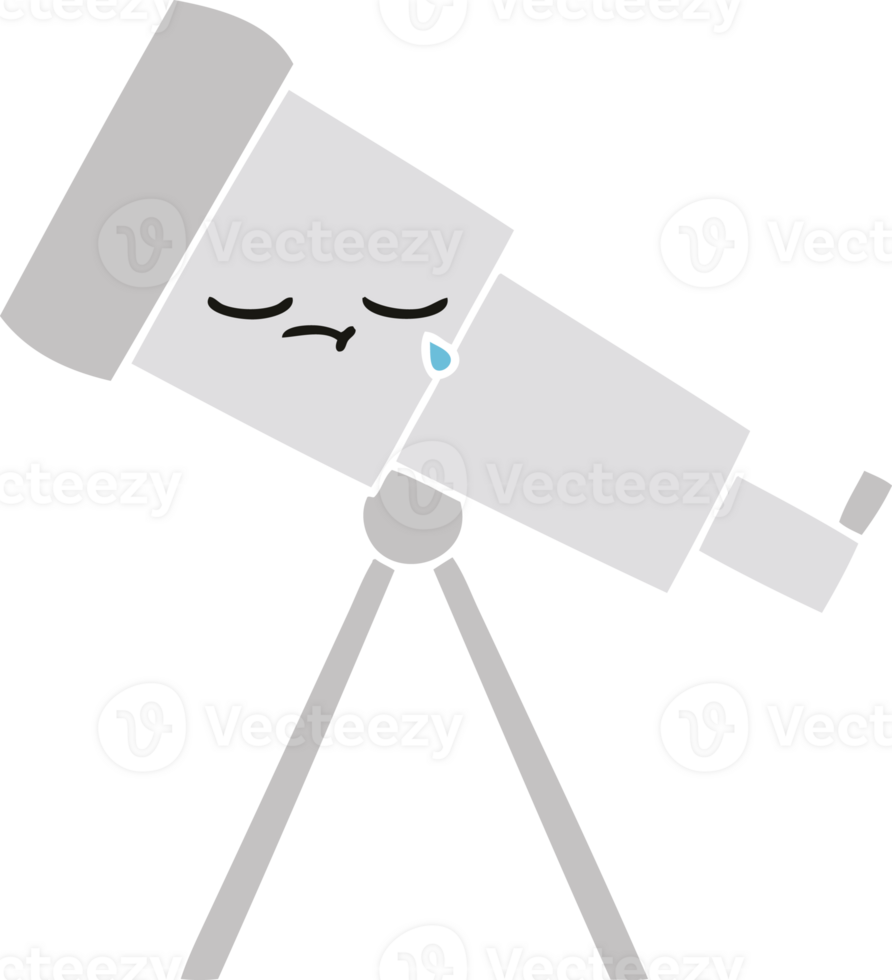 flat color retro cartoon telescope png