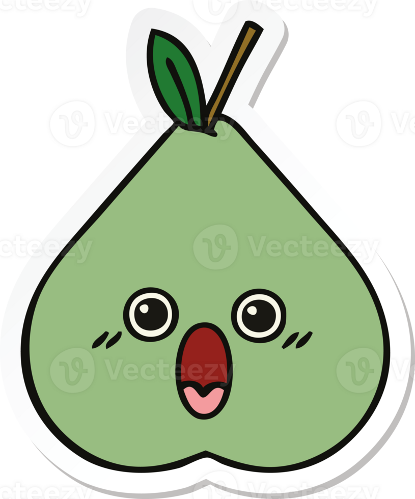 sticker of a cute cartoon green pear png